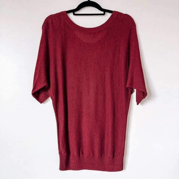 Aerie Scoop Neck Knit Short Sleeve Red Top Size Medium - Picture 5 of 5